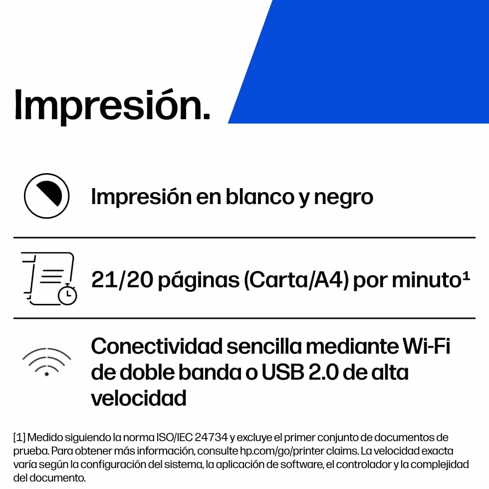 HP LaserJet M110w Impresora Láser A4 Monocromo Doble Cara Manual 20 ppm Wi-Fi USB 2.0 Bluetooth Blanca