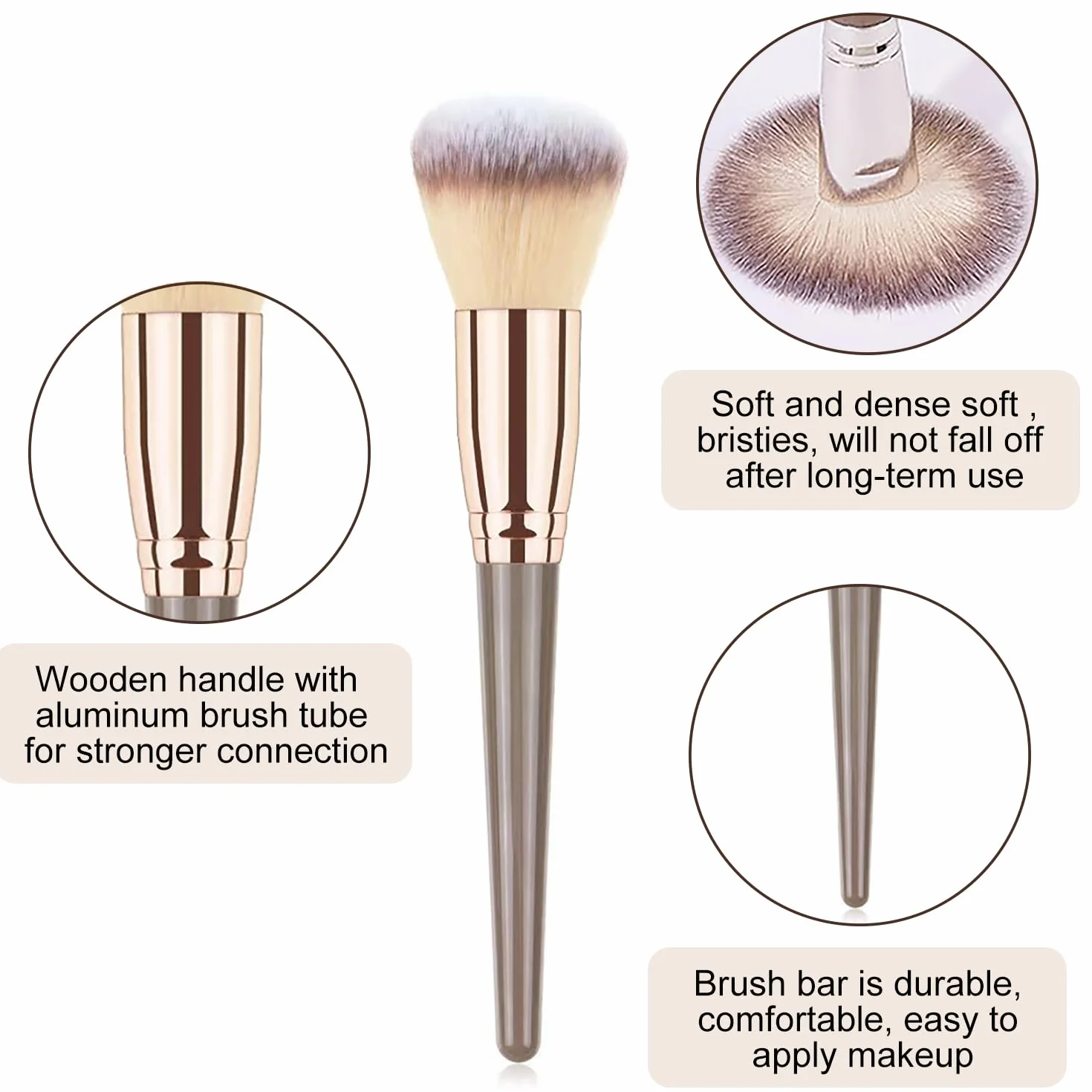 Juego de Brochas de Maquillaje Profesional 15 Piezas, Pinceles Sintéticos para Base, Ojos y Polvo con Bolsa