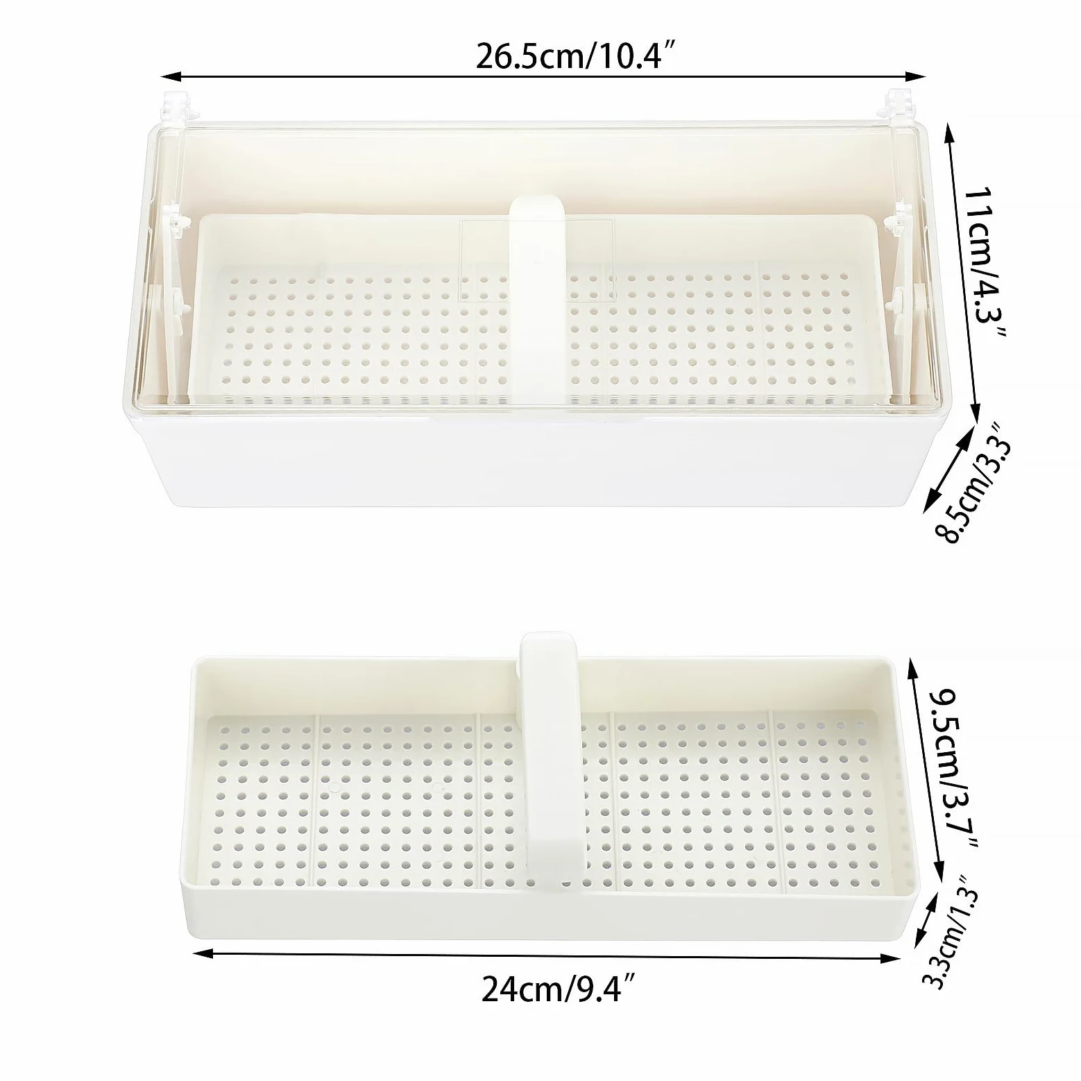 JUXYES Bandeja de esterilización de plástico para accesorios de arte de uñas, bandeja esterilizadora portátil con colador, caja de almacenamiento para pinzas, herramientas de manicura, herramienta de