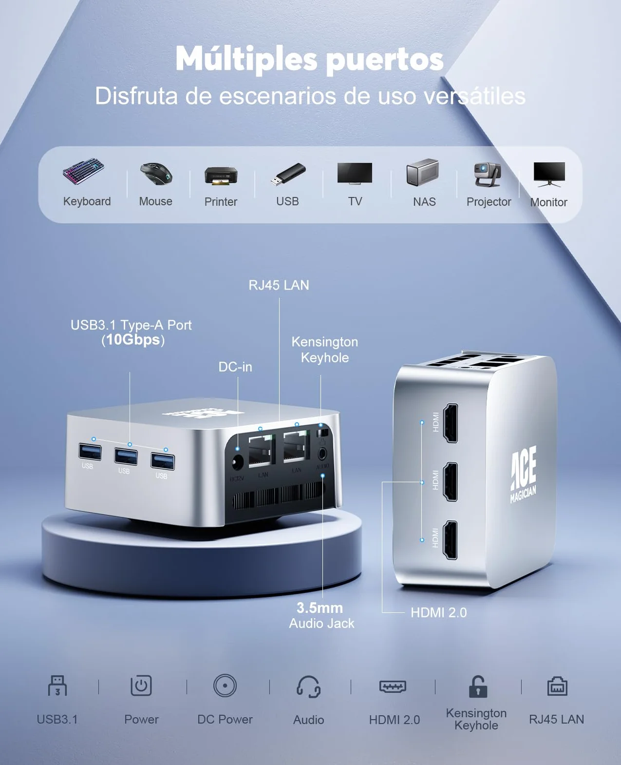 ACEMAGICIAN Mini PC T8Plus, 12th Gen Intel Alder Lake N100, 16GB LPDDR5 512GB M.2 SSD, W11 Pro, Dual RJ45, 4K HDMI, WiFi 5