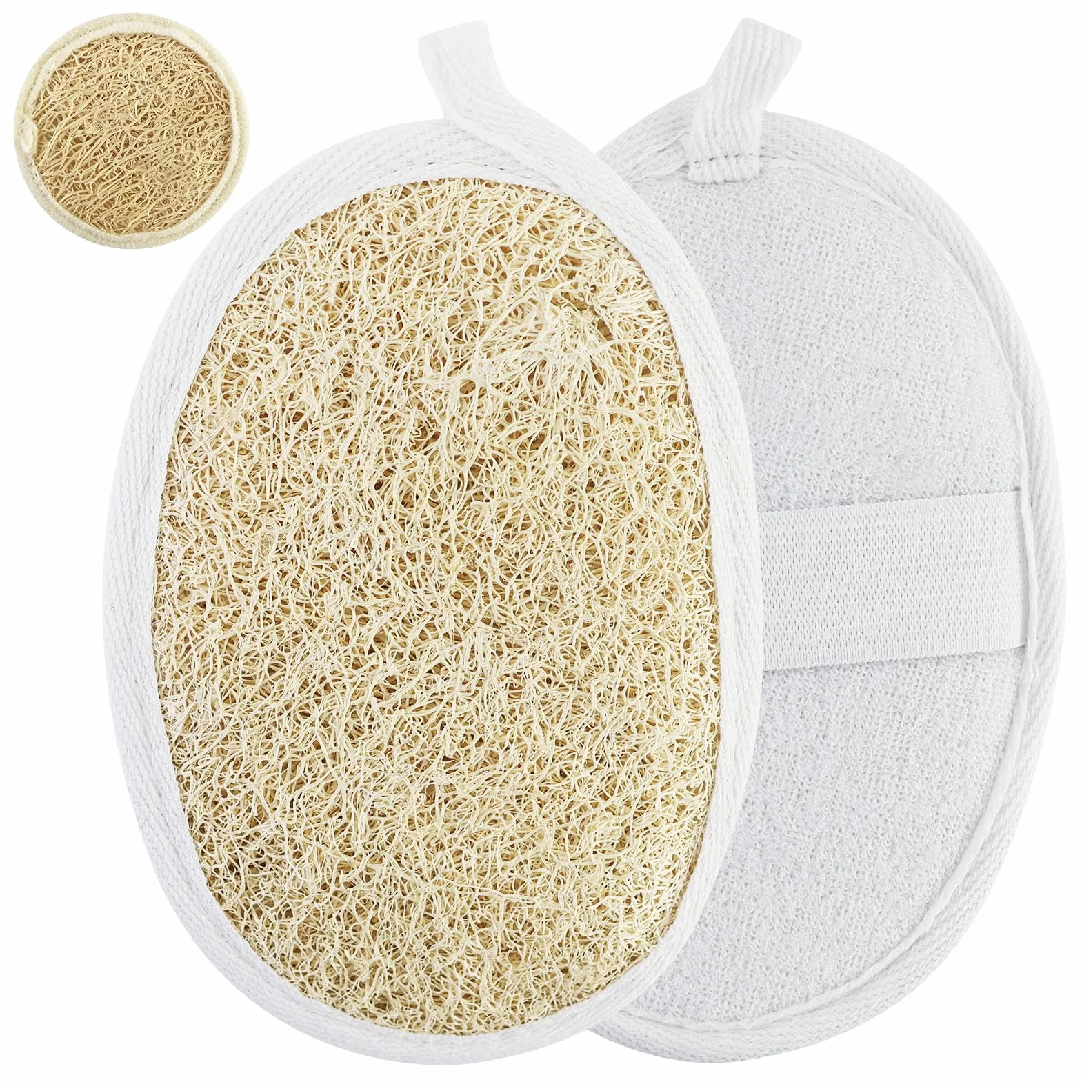 Esponjas naturales de luffa para el cuerpo, exfoliante de ducha reutilizable