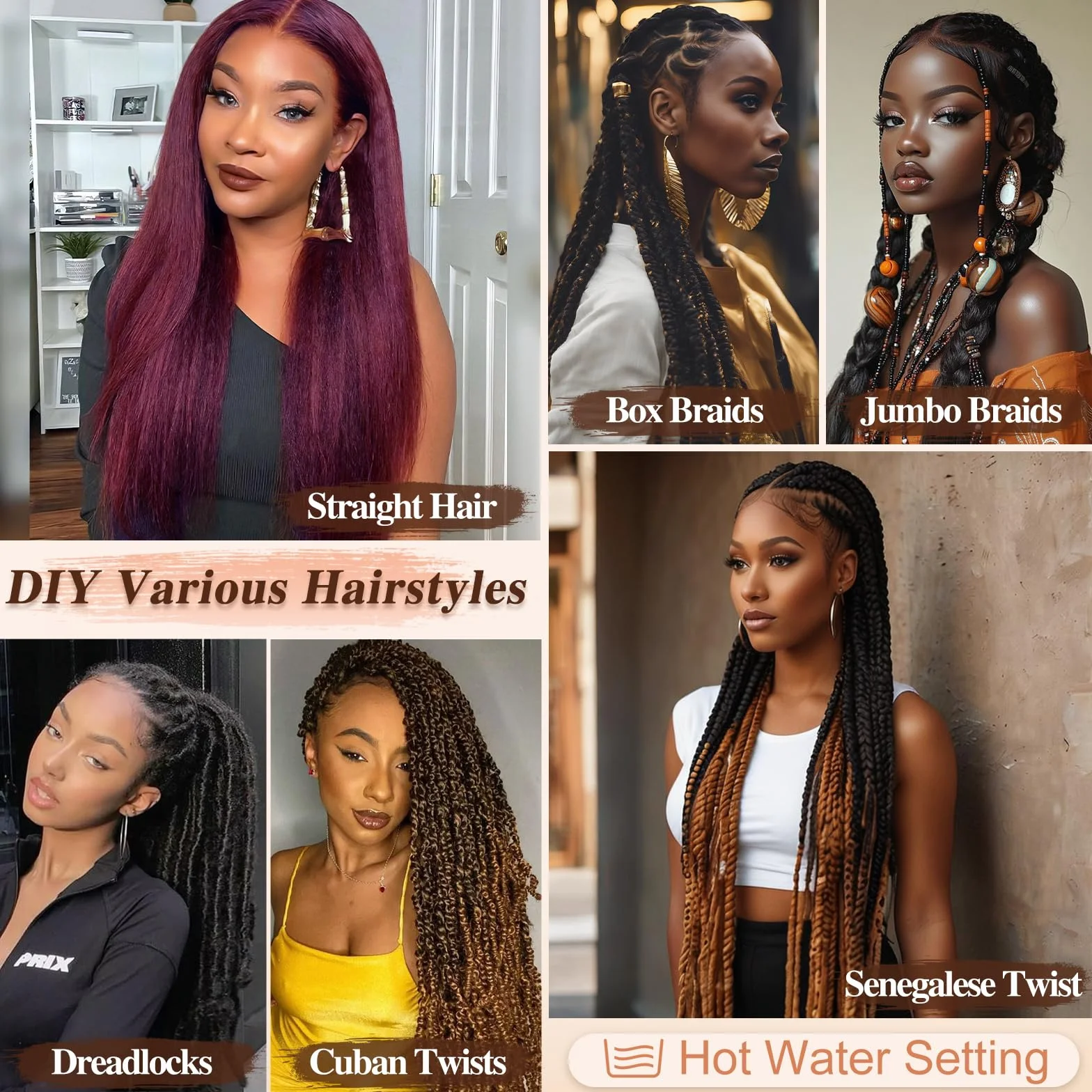 Pre-Stretched Braiding Hair 66cm 8 Packs Jet Negro Largo Braiding Hair Trenzas Africanas Yaki Texture 1B#
