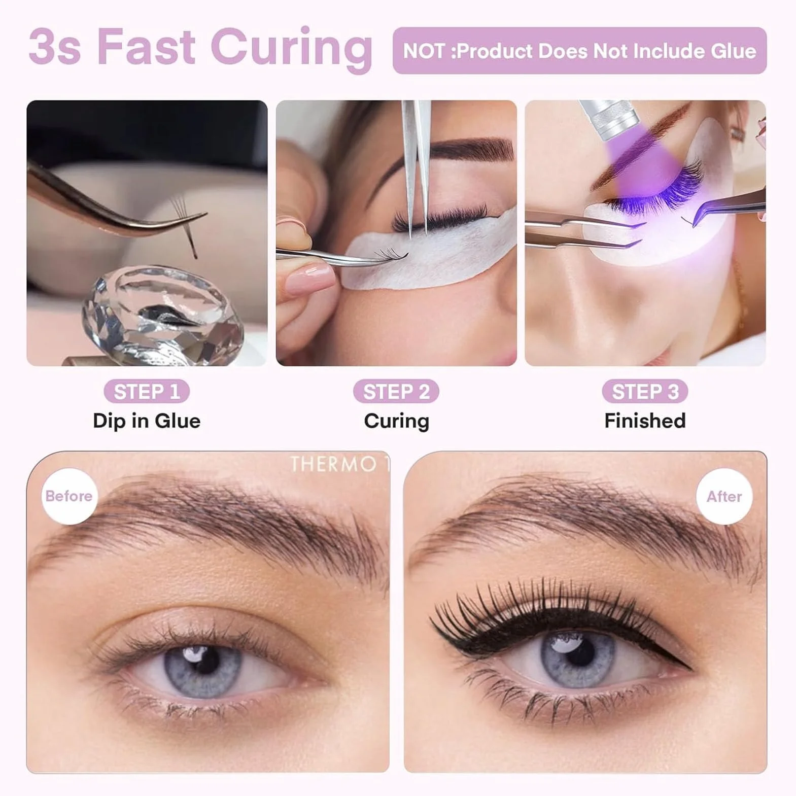 Lámpara de Extensión de Pestañas, Fácil de Mover de 100 a 240 V Pestañas La Lámpara LED Profesional LED Profesional con un Control de Pedal para el Pegamento Curativo (Enchufe de la UE 100-240V)
