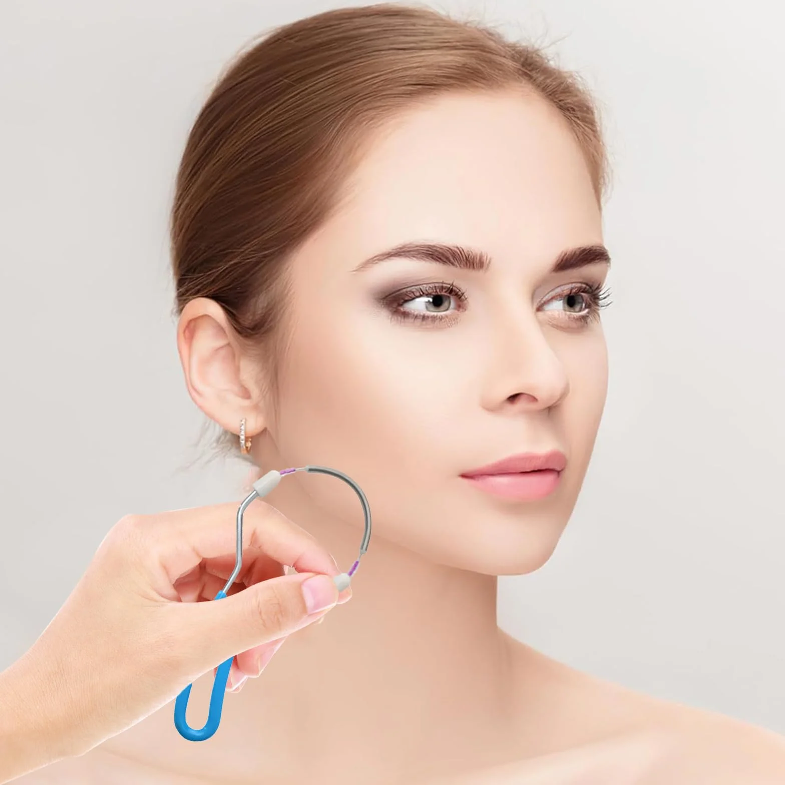 2 Pcs Depilador Facial de Muelle,Manual Depiladora,Resorte de Acero Inoxidable Herramientas de Depilación,Con Hilo de Rodillo de Vello de Resorte,Para Suministro de Eliminación de Vello Facia