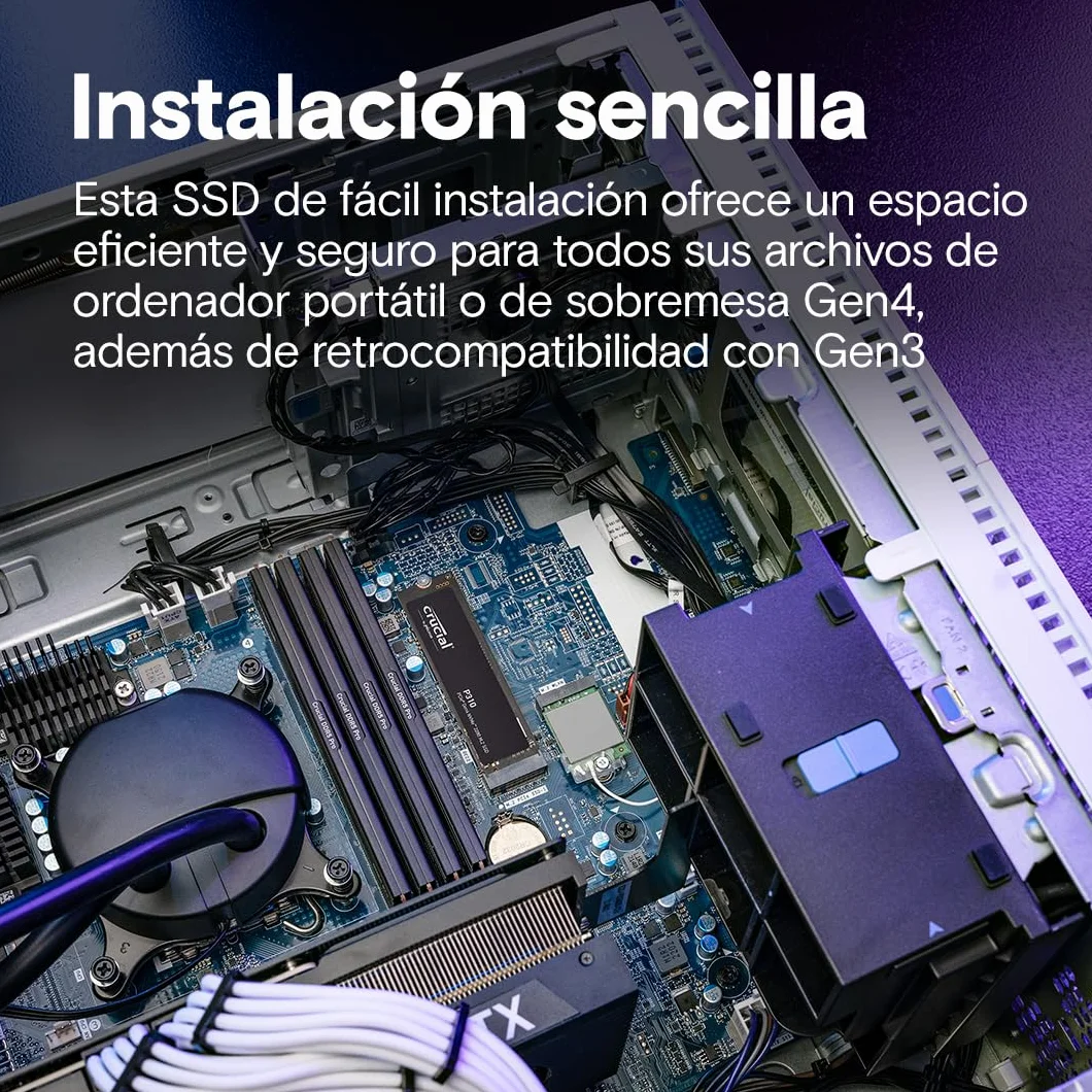 Crucial P310 SSD 1TB PCIe Gen4 NVMe M.2 2280, hasta 7.100 MB/s, Disco Interno