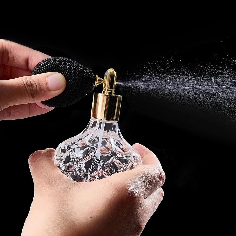 GORGECRAFT Botellas de Perfume de Cristal 100 ml Atomizador Vintage Rellenable Bomba de Vidrio
