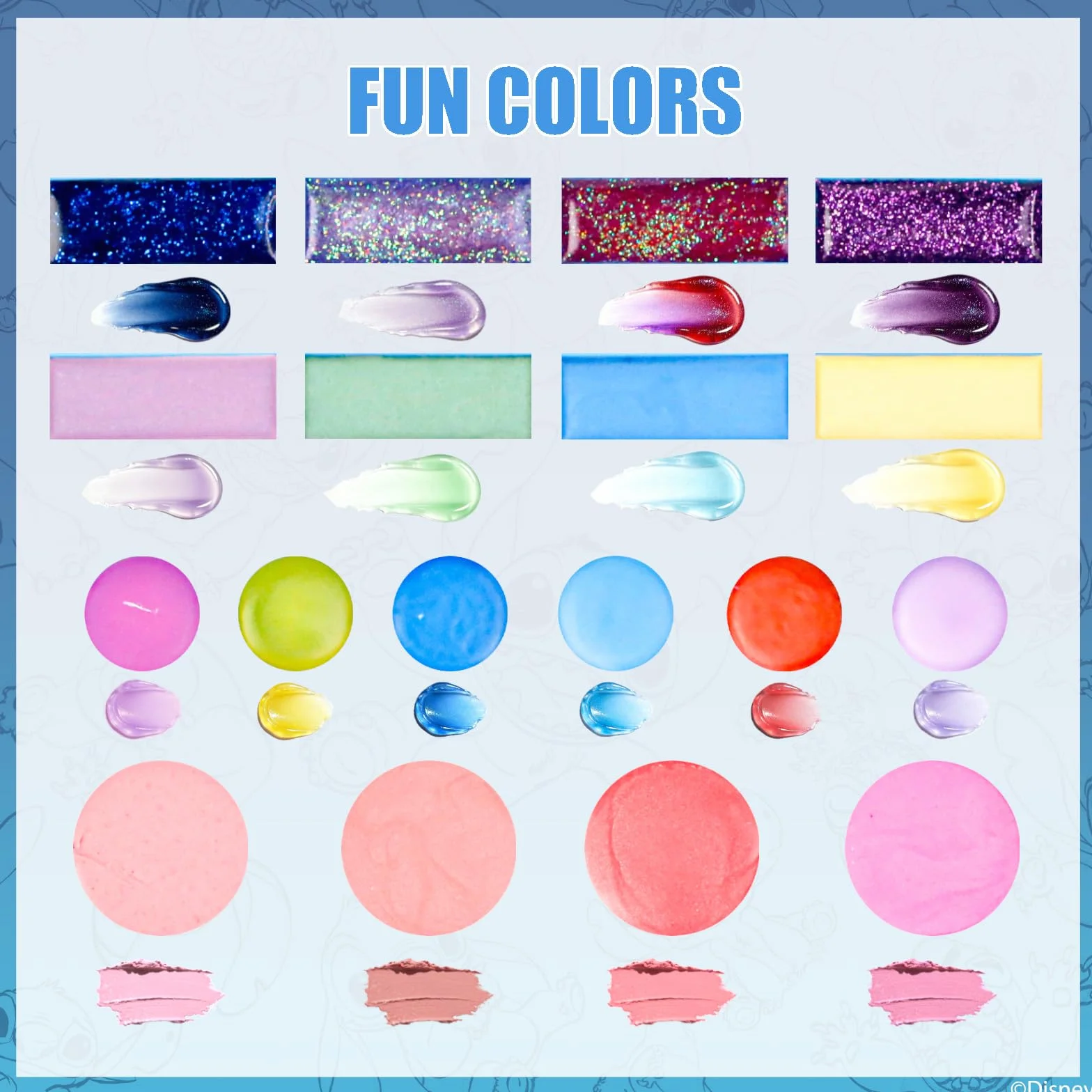 Stitch Set Maquillaje Gloss Brillo Ojos Colorete Brochas