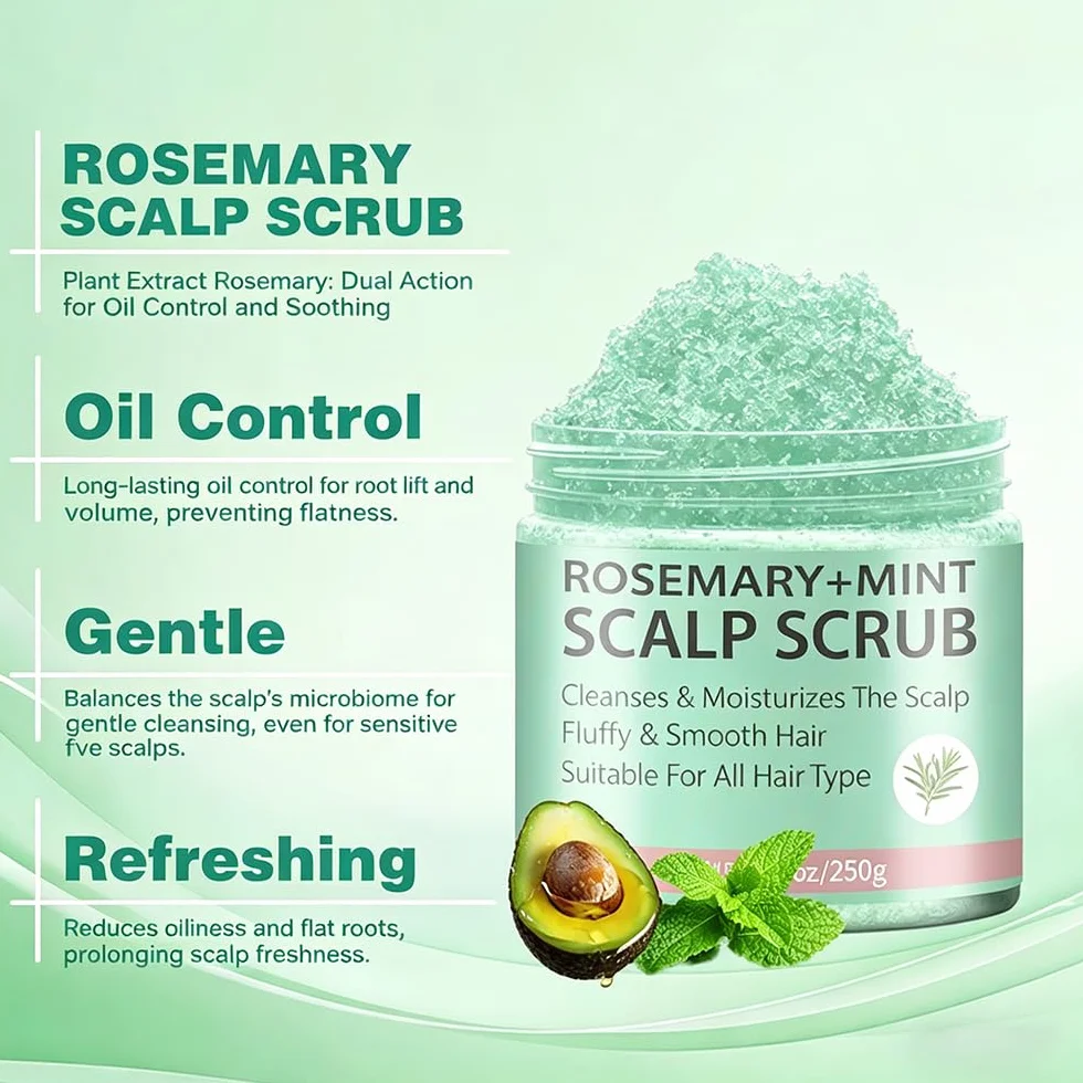Gommage 2 en 1 Cuir Chevelu Exfoliante Romero Champú Masajeador Tratamiento Purificante 250 g