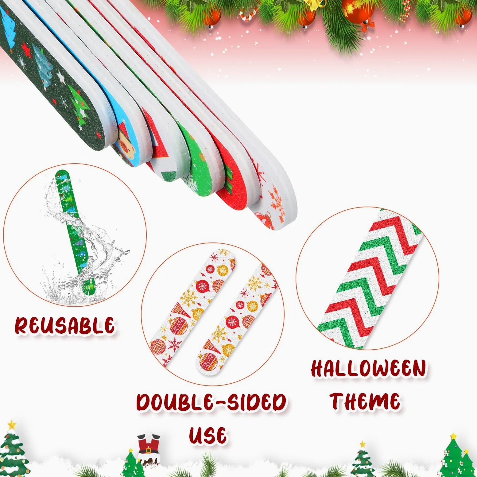 Lasnten Juego de 200 limas de uñas para uñas naturales, calabaza, gato, fantasma, limas de doble cara, limas de uñas, lima de uñas, herramienta de manicura y pedicura para uñas acrílicas, hombres y